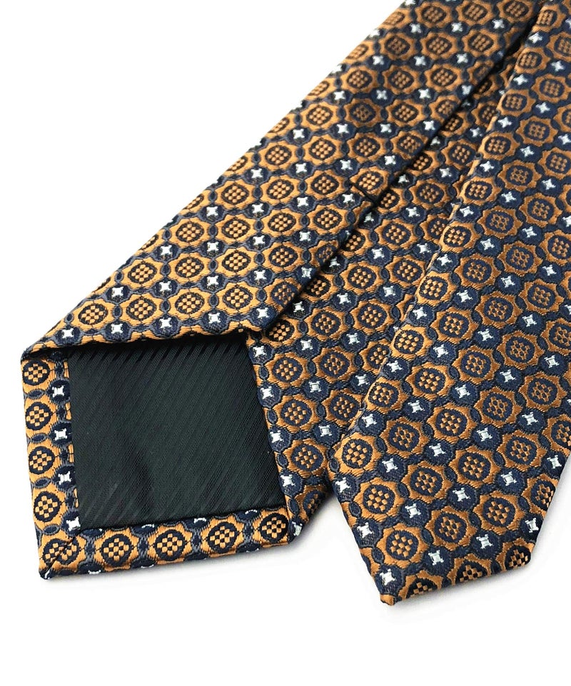 Ctskyte Slim Silk Necktie for Men Woven Jacquard Patterned Business Wedding Skinny Ties (Brass Patterned, One Size) - Image 3